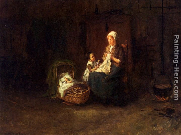 A Mother And Her Children In An Interior painting - Bernard de Hoog A Mother And Her Children In An Interior art painting